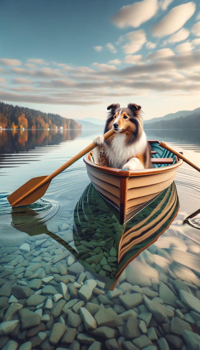 一只狗在划船