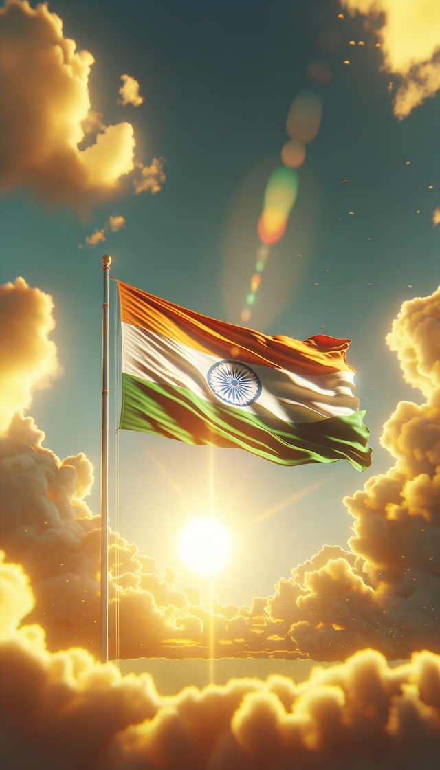 india flag on sun