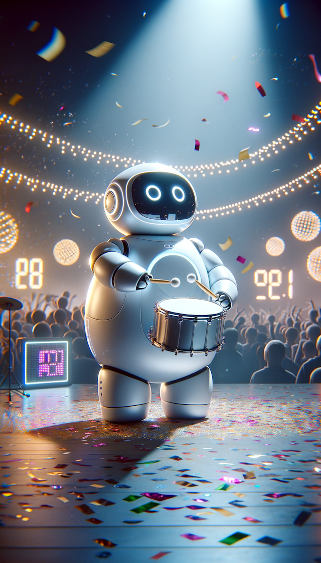 baymax play drum in new year 