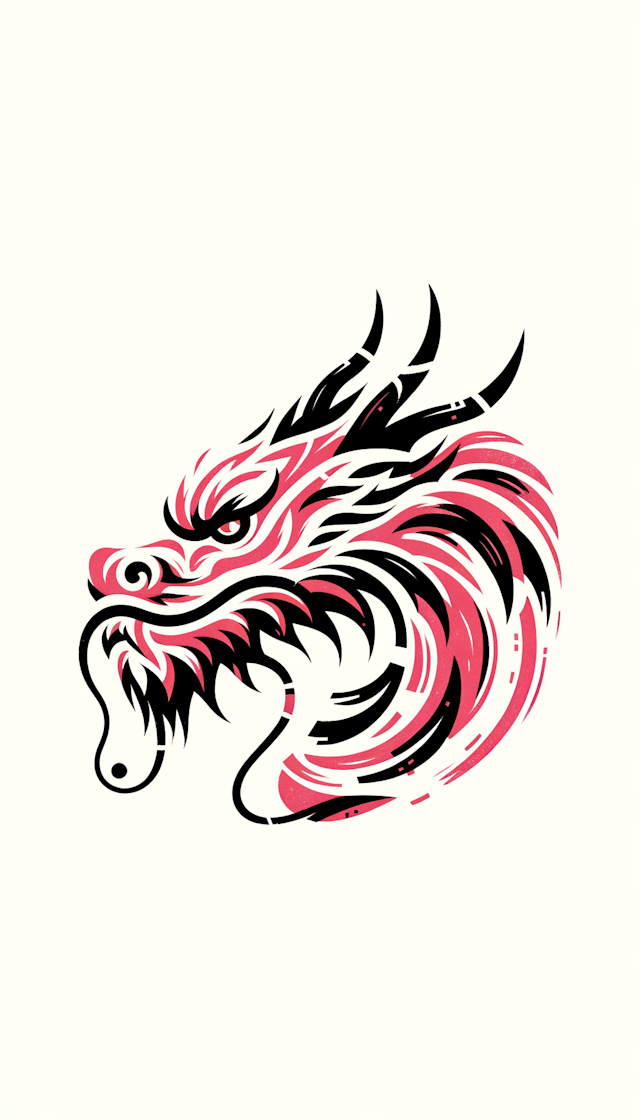 Chinese dragon painted by Wu Guanzhong, very cute dragon, close-up head, ink artistic conception, abstract simple lines, illustration, Picasso, pink color, white background, 18k --ar 3:4 --v 6.0