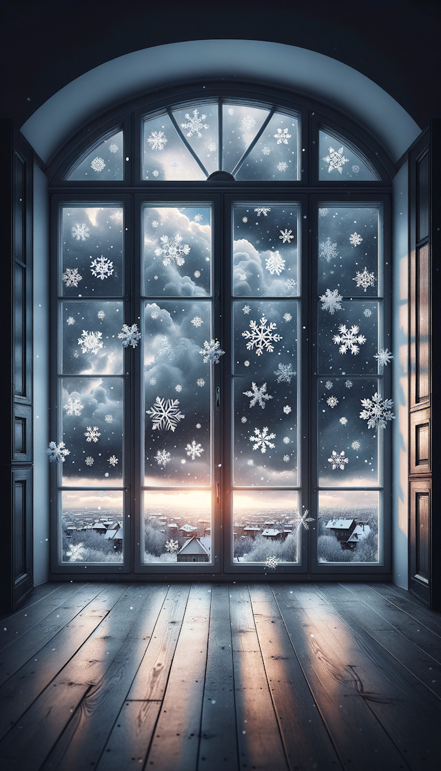 冬天雪花 窗户 贴纸 