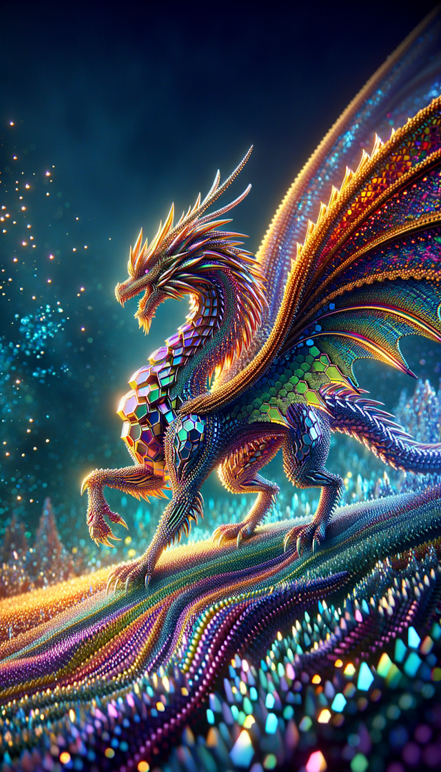 a vibrant dragon in nano polycrystalline diamonds