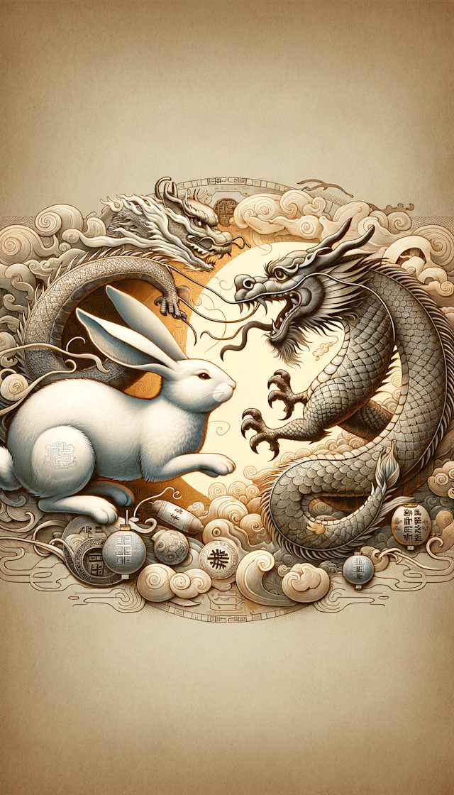 As the Year of the Rabbit departs and the Year of the Dragon arrives, have fun in the Year of the Dragon with laughter!