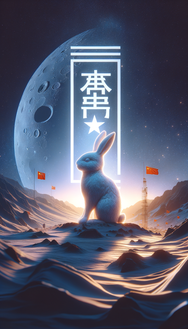 使用中国嫦娥工程的IP形象兔星星，并在左上角竖着打出兔星星这三个字