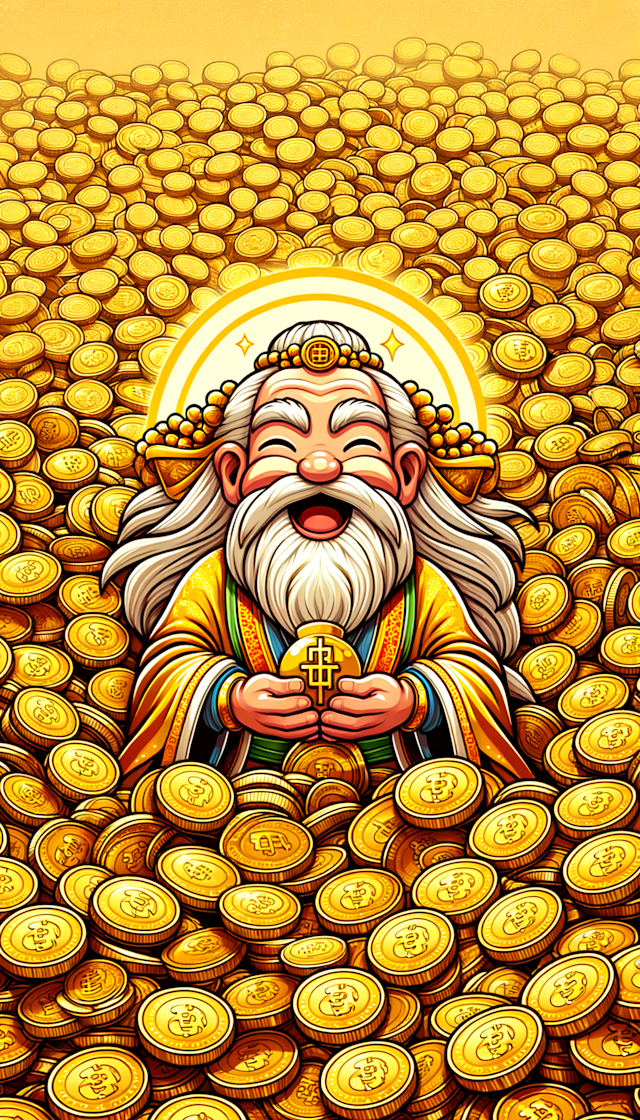 卡通财神 很多金币