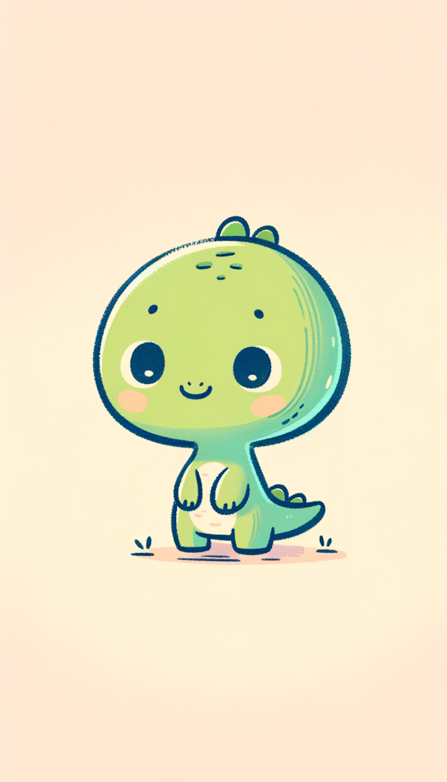 一只可爱的绿色小恐龙，简笔画
