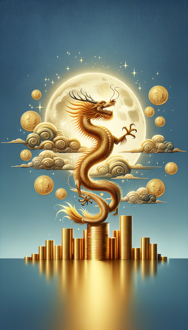 封面包含一条飞舞的中国五爪金龙  金币  