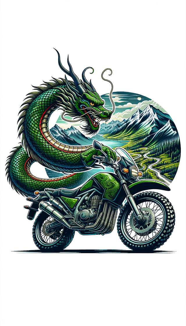 一条龙骑着越野摩托车