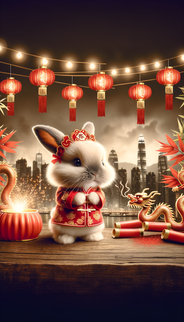 小兔子过龙年春节