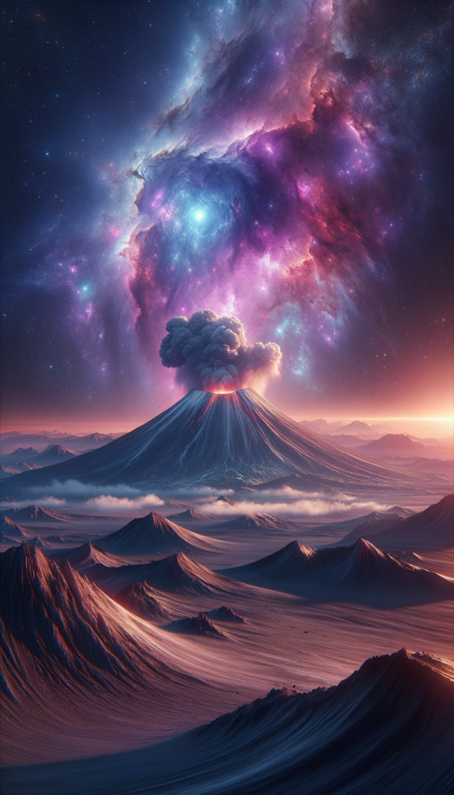 a volcano occuring near nebula
