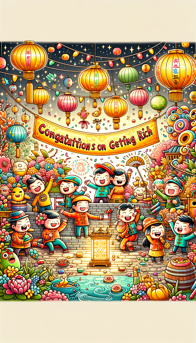 Cartoon, festive, happy new year, Spring Festival, congratulations on getting rich