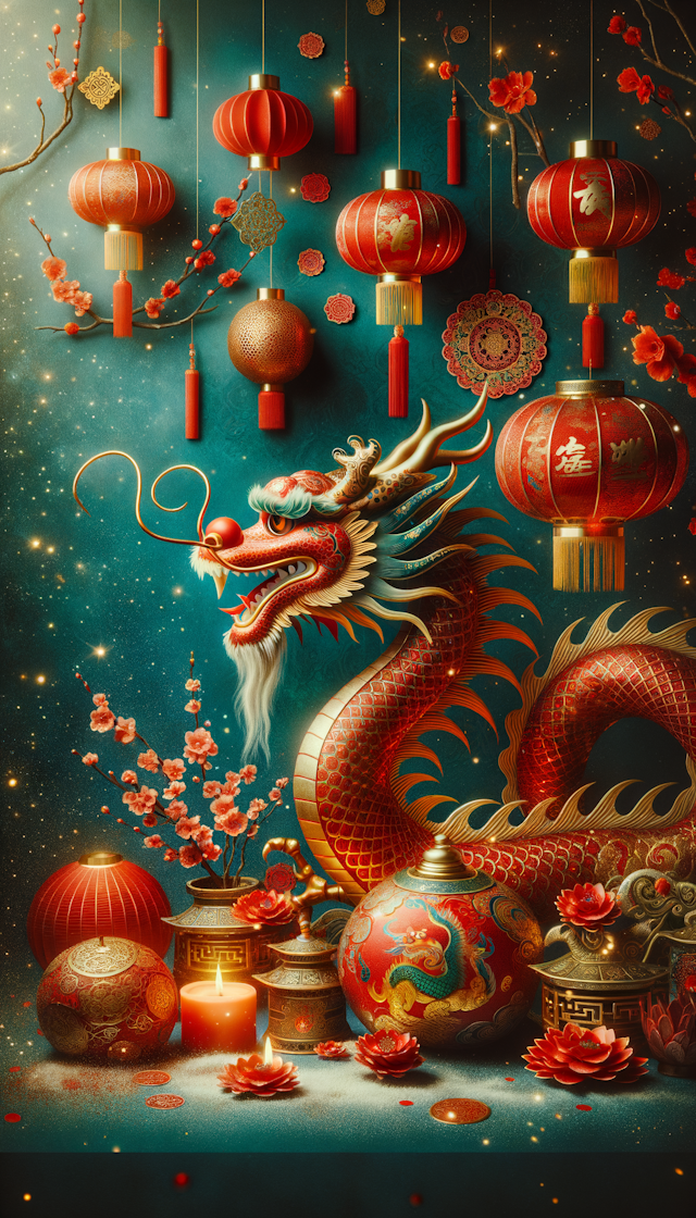 "Welcome to the Year of the Dragon, a season filled with joy and grandeur. It represents new beginnings, hopes, and good fortune. On this special day, we celebrate the traditional Chinese zodiac sign - the Dragon. As a divine creature in Chinese culture, the Dragon symbolizes strength, wisdom, and longevity. On this special day, we will decorate with red ornaments and lanterns to celebrate the arrival of the Year of the Dragon. This is not only a celebration but also a way to express our expectations and love for life. Let's celebrate this special day and look forward to happiness and success in the coming year.