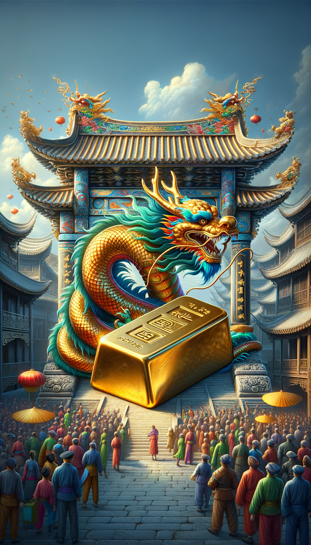 chinese dragon with gold ingot