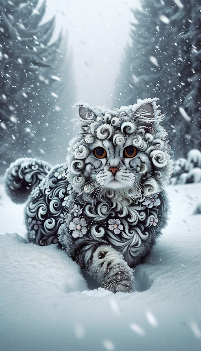大雪 折耳狸花猫