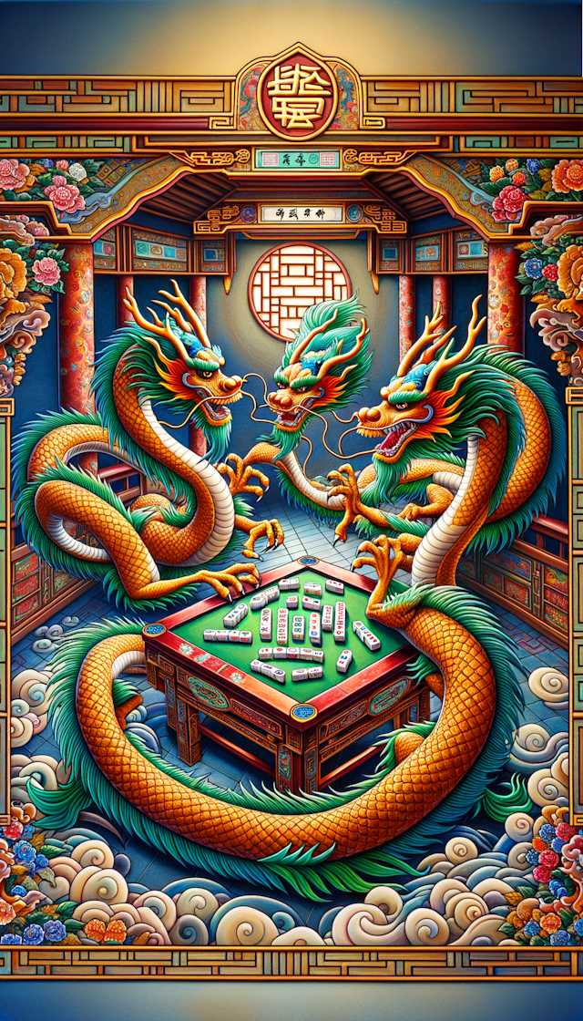 4个中国龙在打麻将