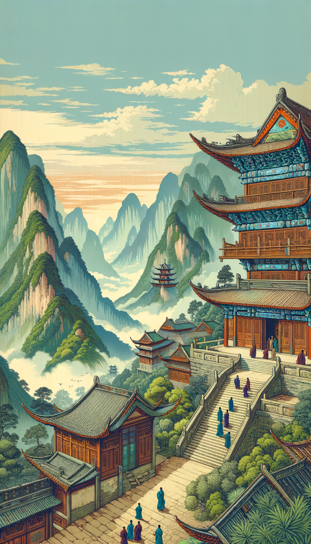 寺院、中国风、南方、高山