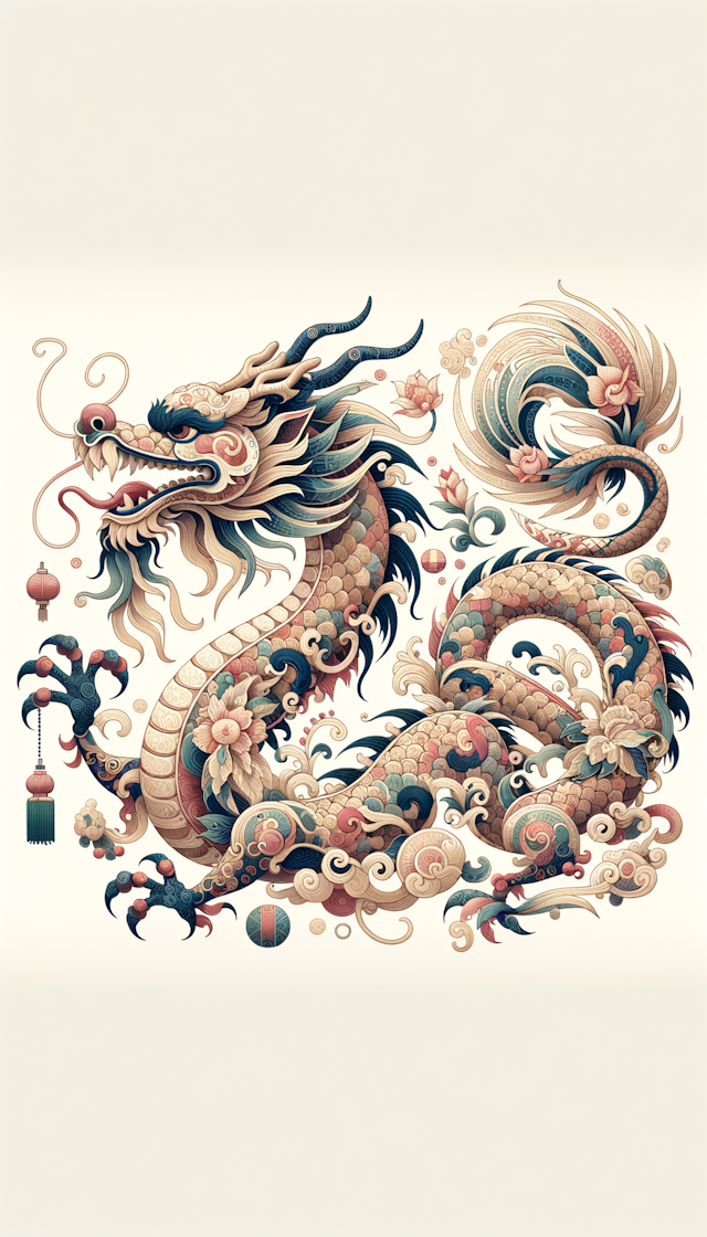 2D Dragon, Celebrate Chinese new year, Ghibli Studio style, minimal
