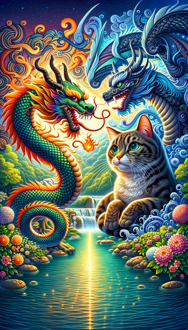 龙和猫组合成的大吉大利