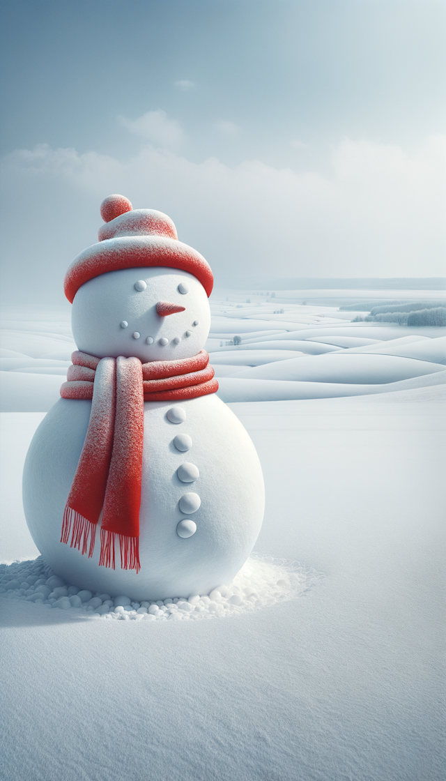 雪人，红围巾，一望无际的大雪