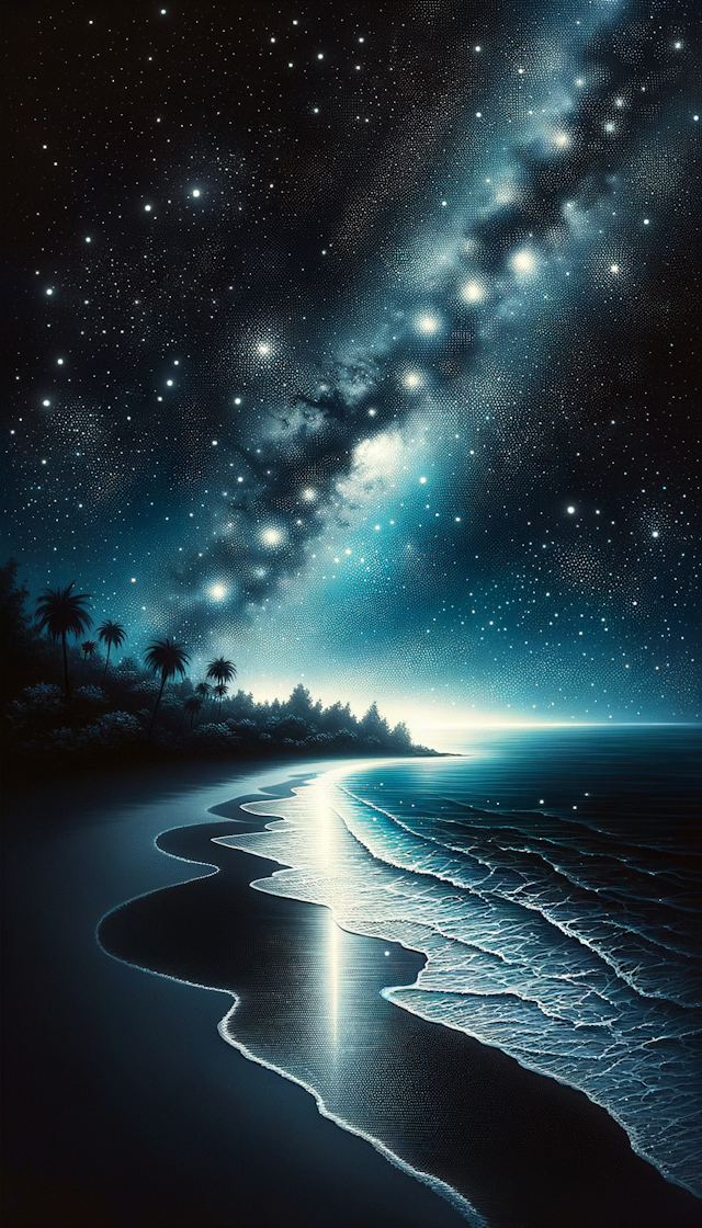 夜晚的海边看星星