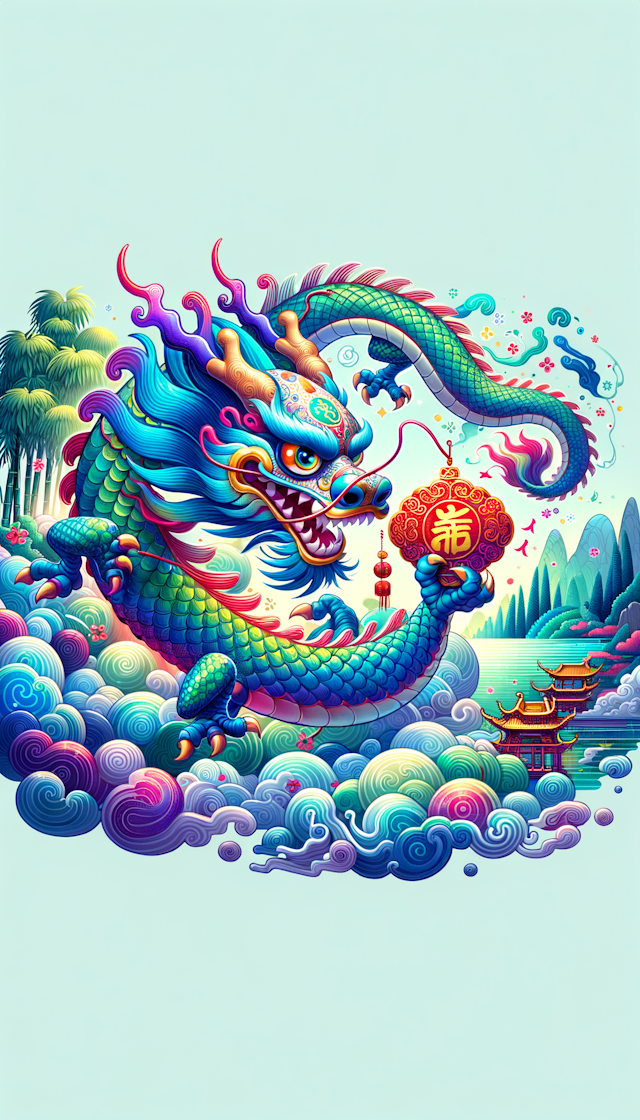 Chinese Dragon Cartoon with red packet